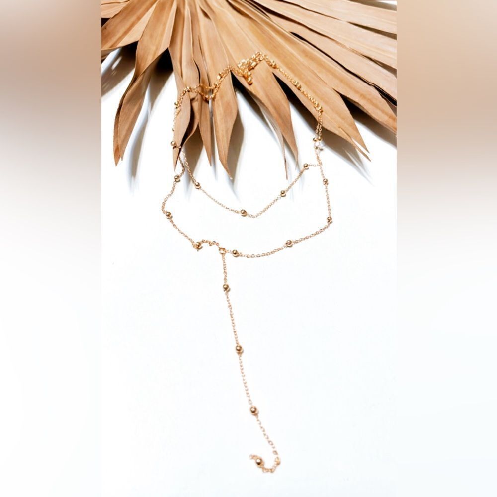 Gold ball drop necklace #1042 - Picture 2 of 3